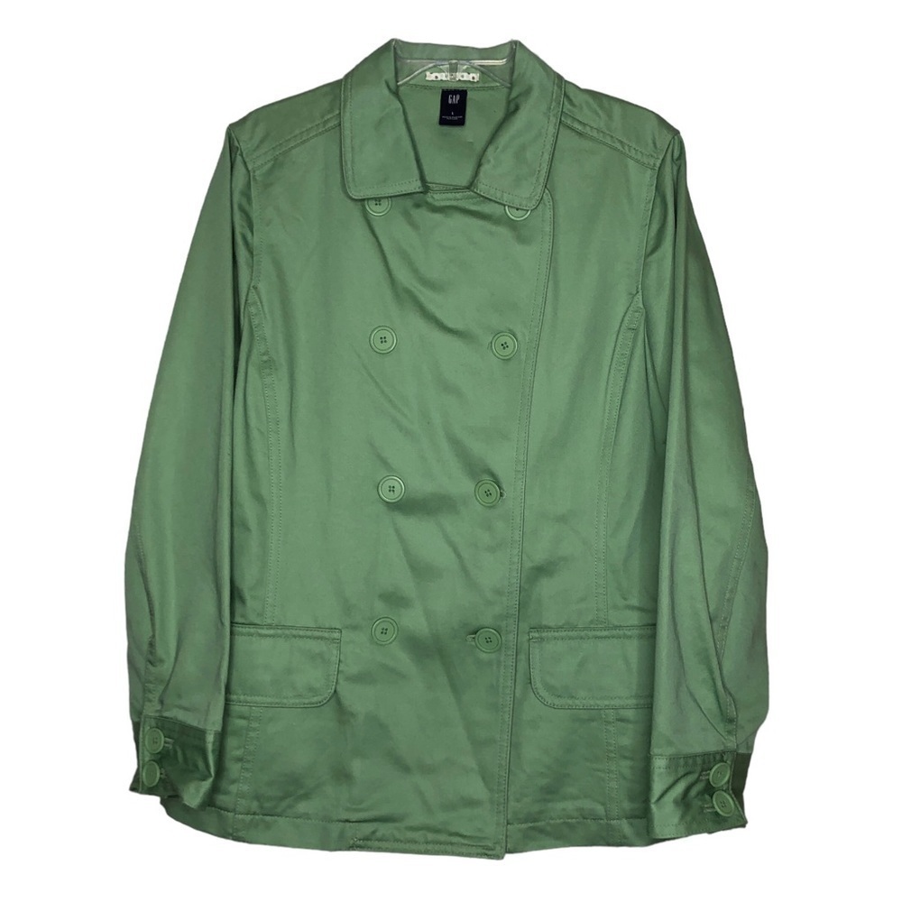 VINTAGE - GAP - 100% Cotton Spring Green Mid-Length Utility Trench Coat - Size L